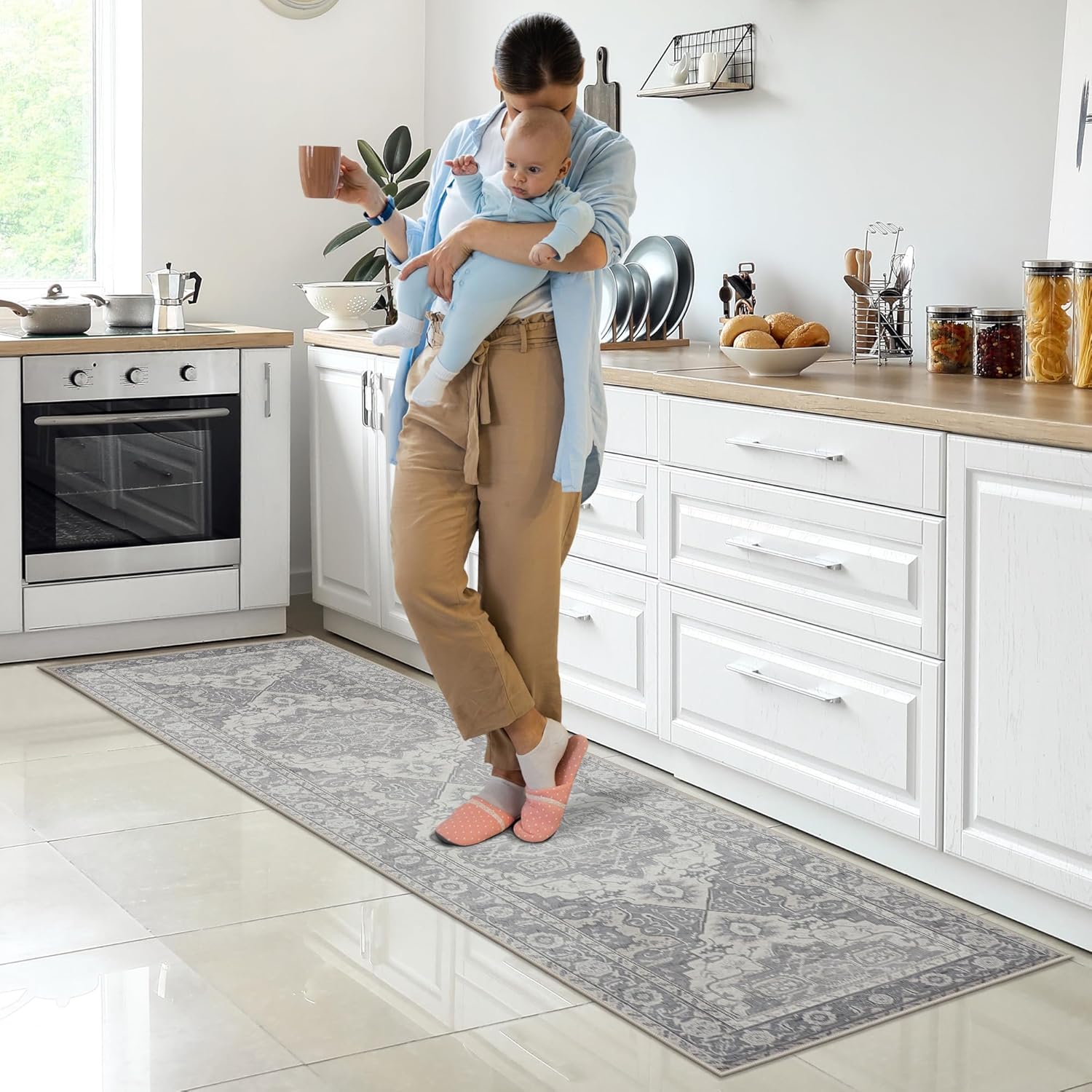 Alfombras de pasillo y corredor, tapetes de cocina, antideslizantes, lavables a...