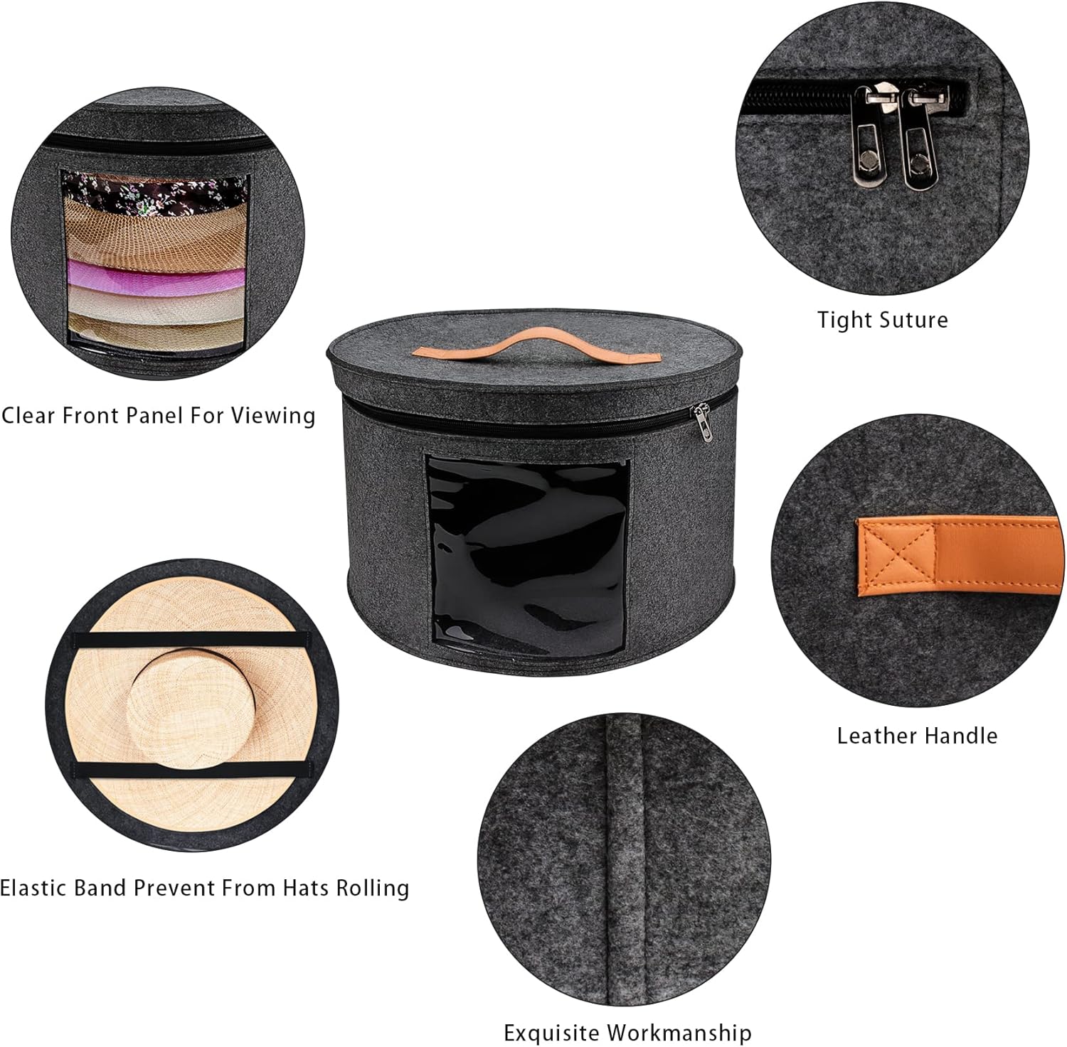 Caja de almacenamiento grande para sombreros para mujeres y hombres,