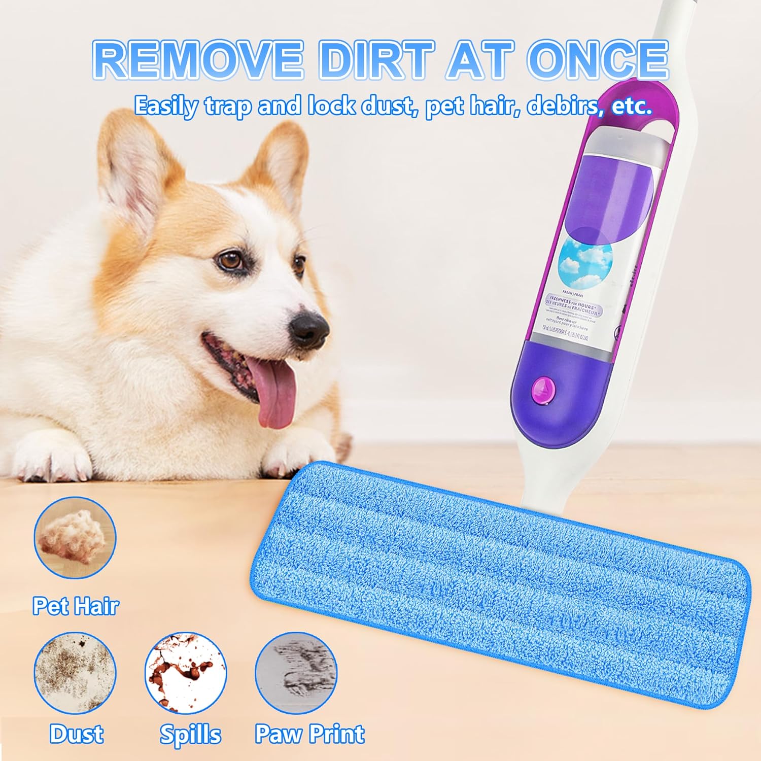 Paquete de 4 almohadillas reutilizables para trapeador Swiffer PowerMop,...