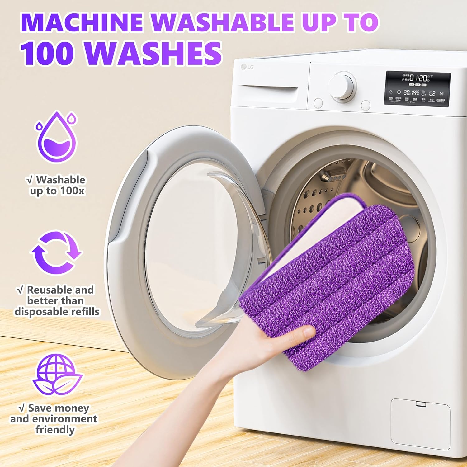 Paquete de 6 almohadillas reutilizables para mopa compatibles con Swiffer...