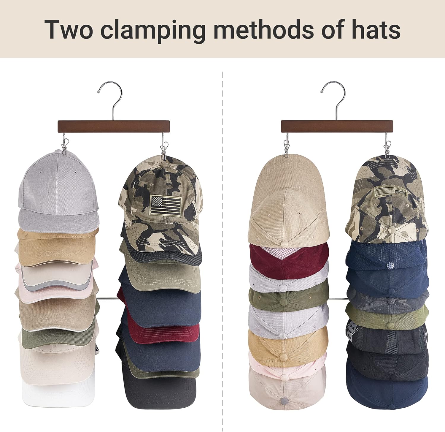 Dahey Organizador de sombreros para armario, juego de 2 estantes para gorras de...