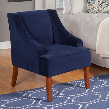 HomePop Sillón con brazos curvados para sala de estar Terciopelo azul marino