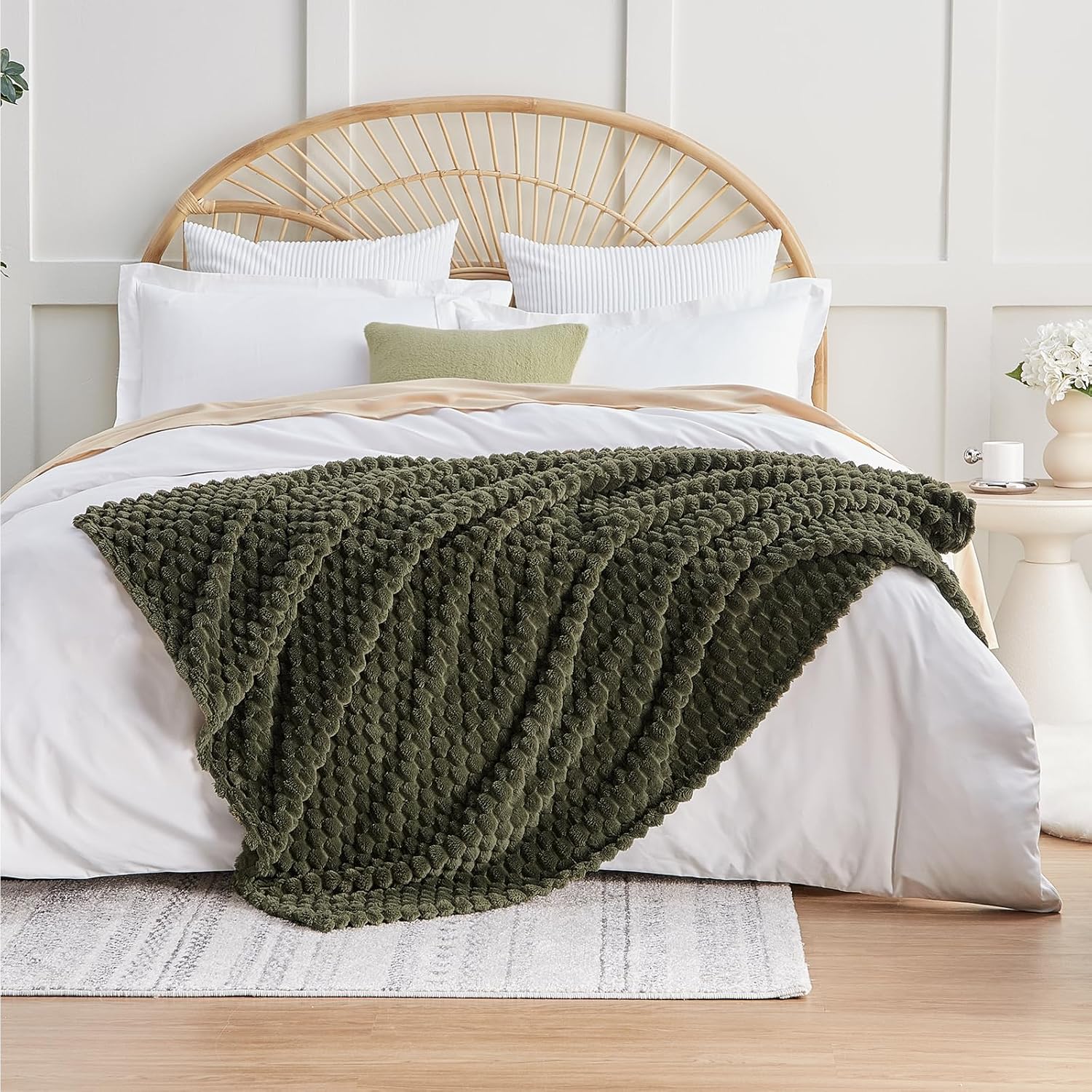 EXQ Home Manta de forro polar para sofá o cama, manta decorativa de imitación...