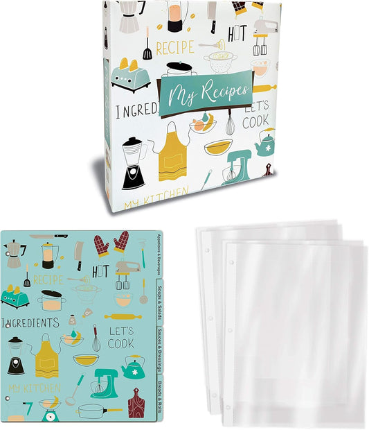 Better Kitchen Products - Carpeta de recetas con 3 anillos de página completa...
