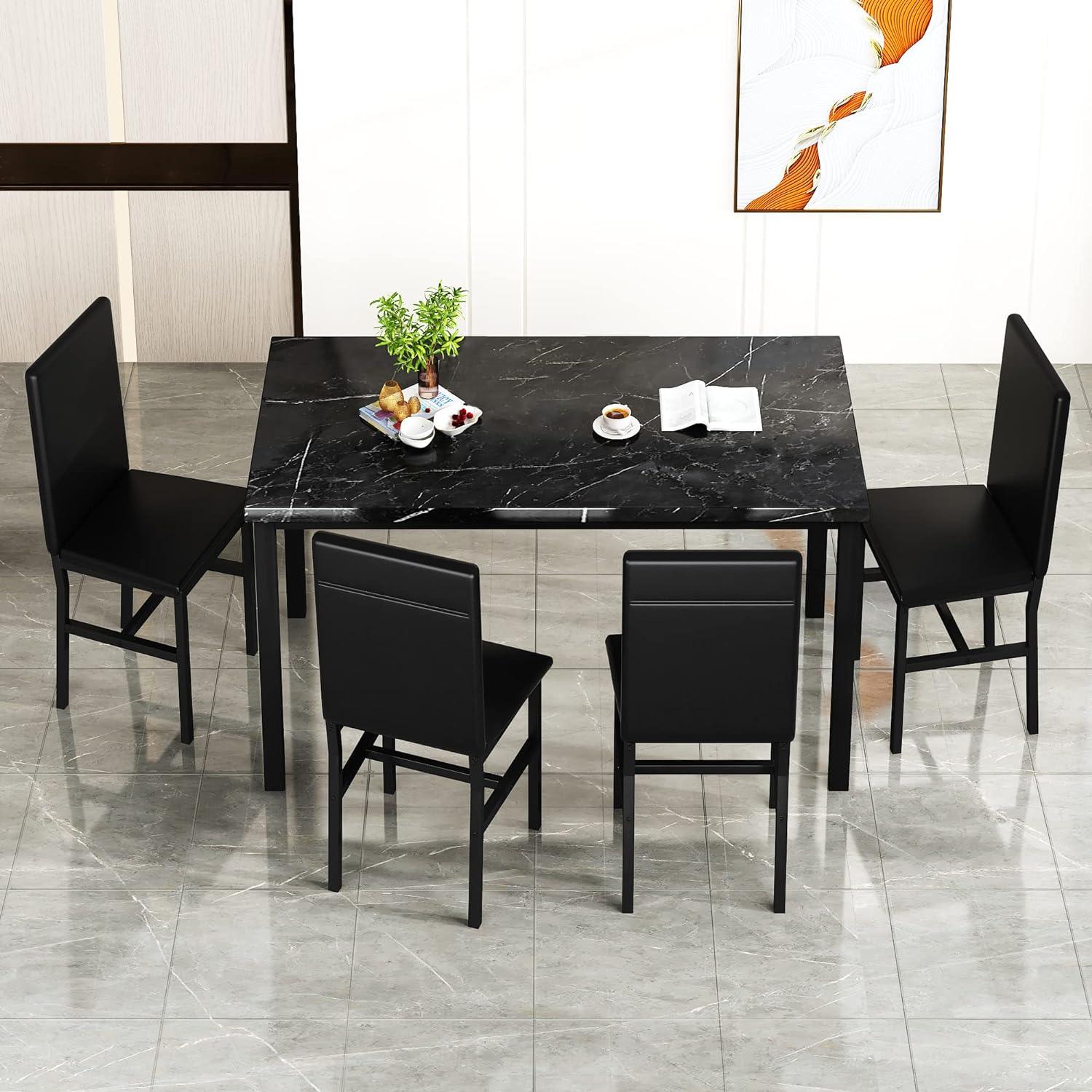 Lamerge Muebles de mesa y sillas de cocina para 4, juego de mesa de comedor