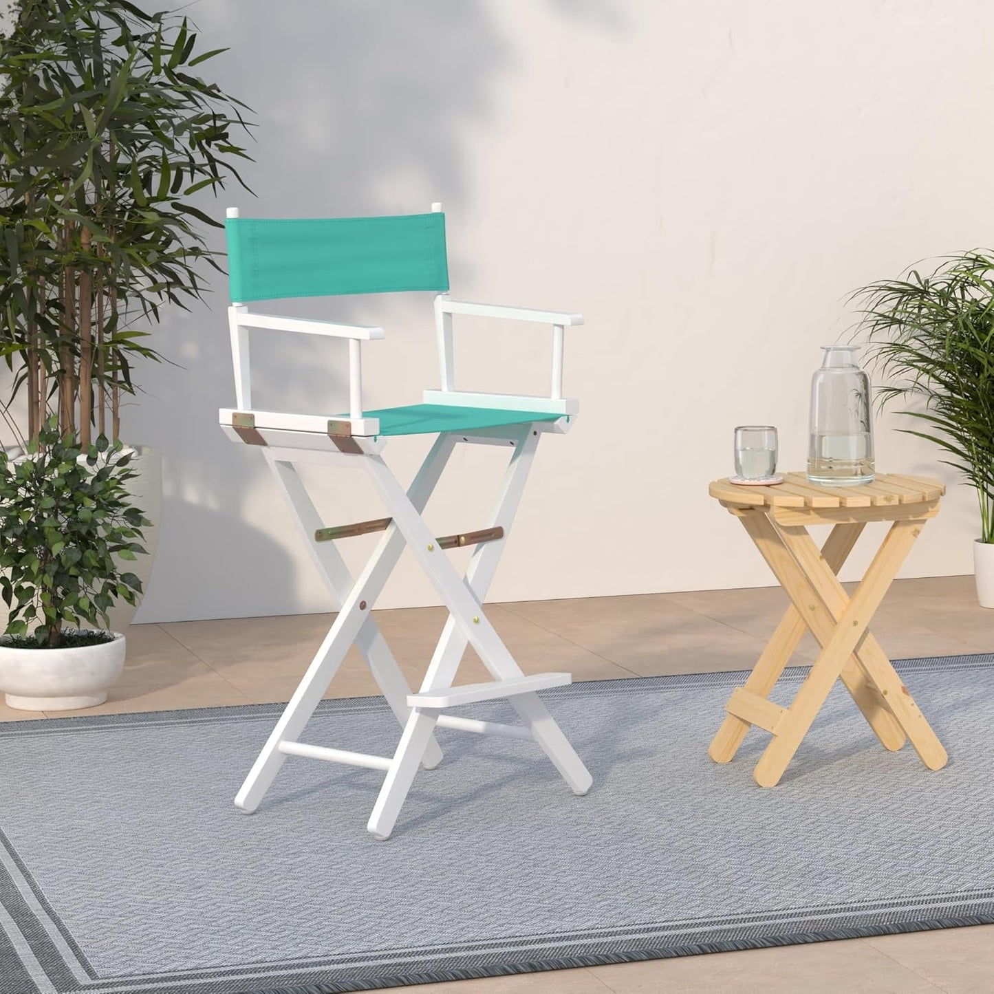 Casual Home - Silla de director de 30 in, marco blanco, con lona color verde...