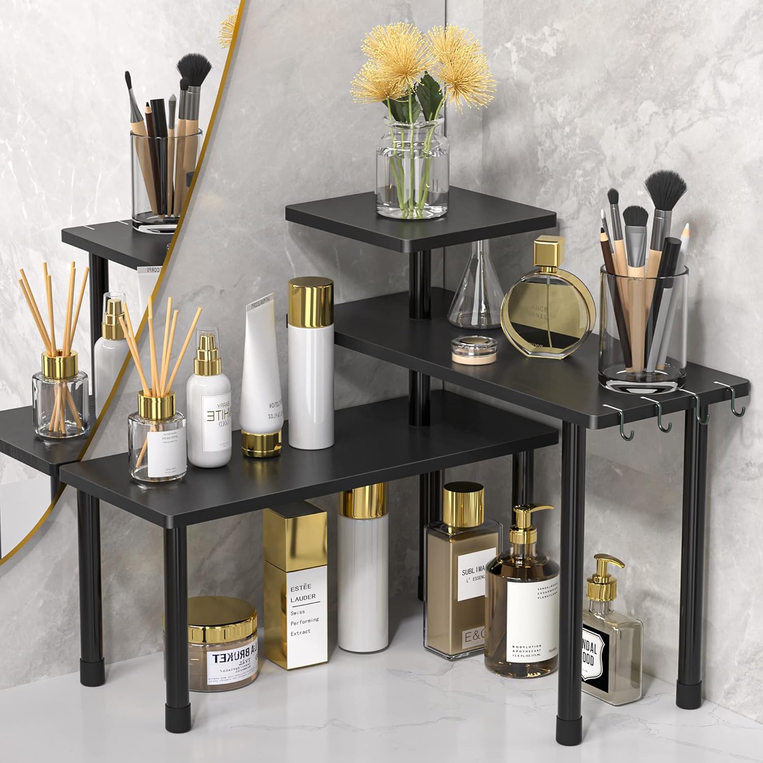 JayRex Organizador de baño, estante de baño, estante esquinero de 3 niveles,...