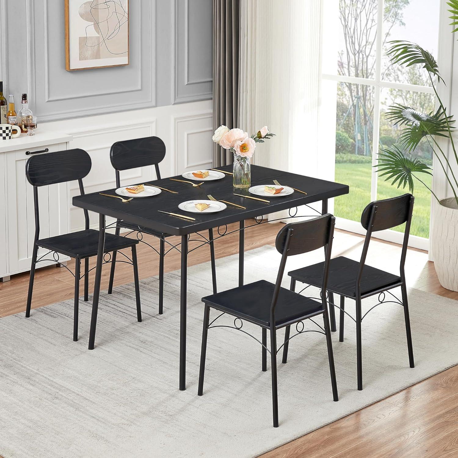 Juego de mesa de comedor para 4, comedor de 5 piezas con sillas para cocina,