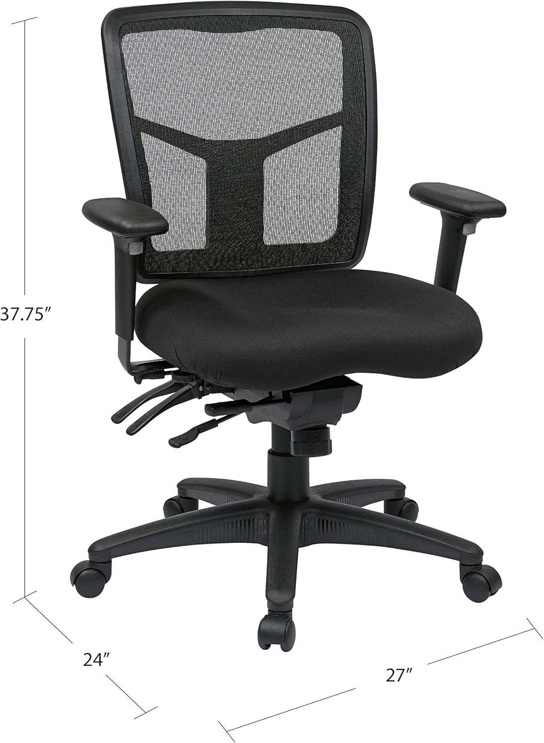 Asiento de respaldo alto Office Star ProGrid con brazos ajustables y deslizador...