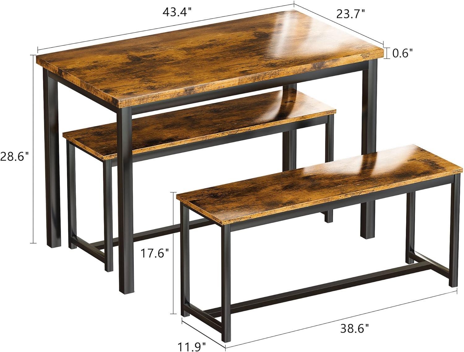 AWQM Juego de mesa de comedor con dos bancos, juego de mesa de cocina para 4-6