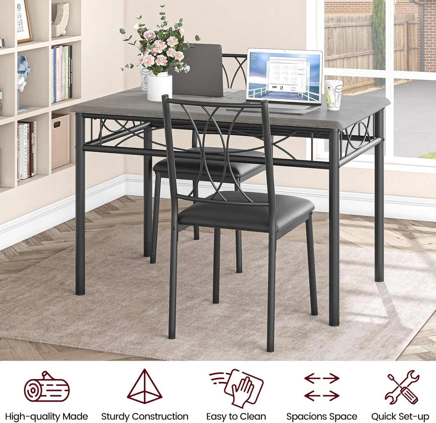 IDEALHOUSE Juego de mesa de comedor para 4, mesa de cocina y sillas para 4,