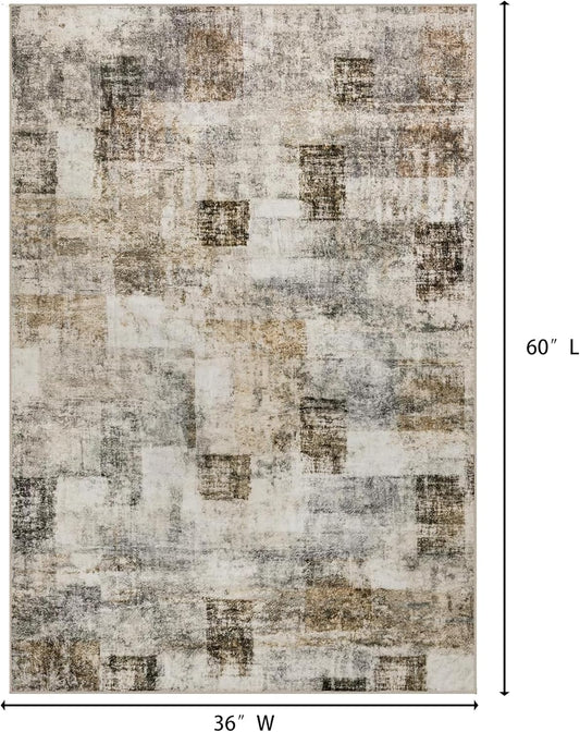 Alfombra de área para sala de estar 3 x 5, suave, moderna, abstracta,...