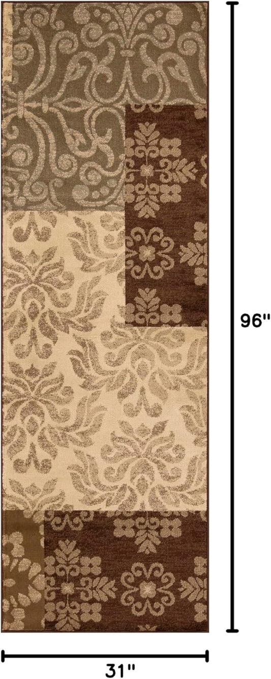 Superior Alfombra de pasillo para interiores, respaldo de yute, bloque de color...