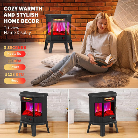 RealSmart Calentador eléctrico de chimenea de 22 pulgadas, estufa de chimenea...