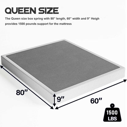 ZIYOO Box Spring Queen y juego de fundas, base de colchón de 9 pulgadas de alto