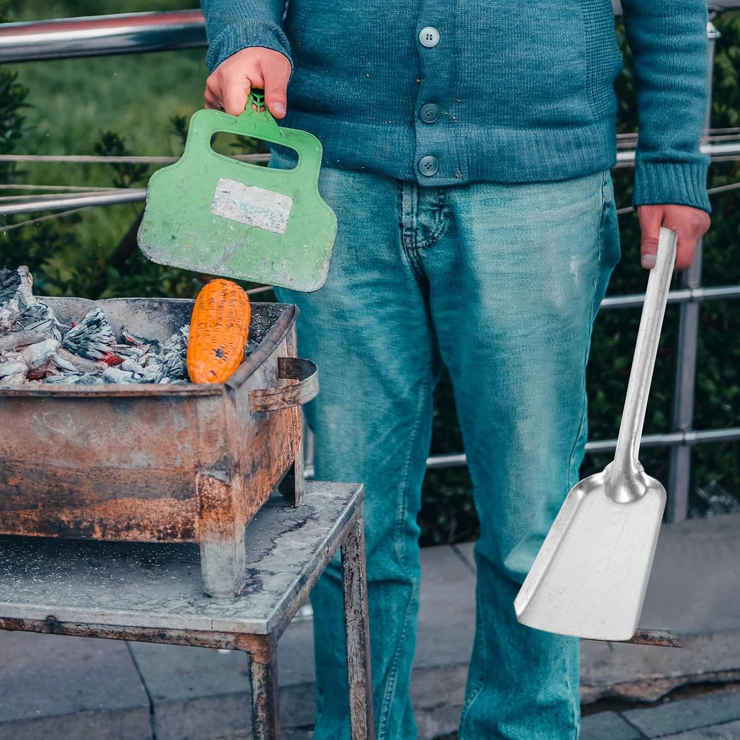 Pala de cenizas para chimenea Pala de carbón de hierro, pala de póquer,...