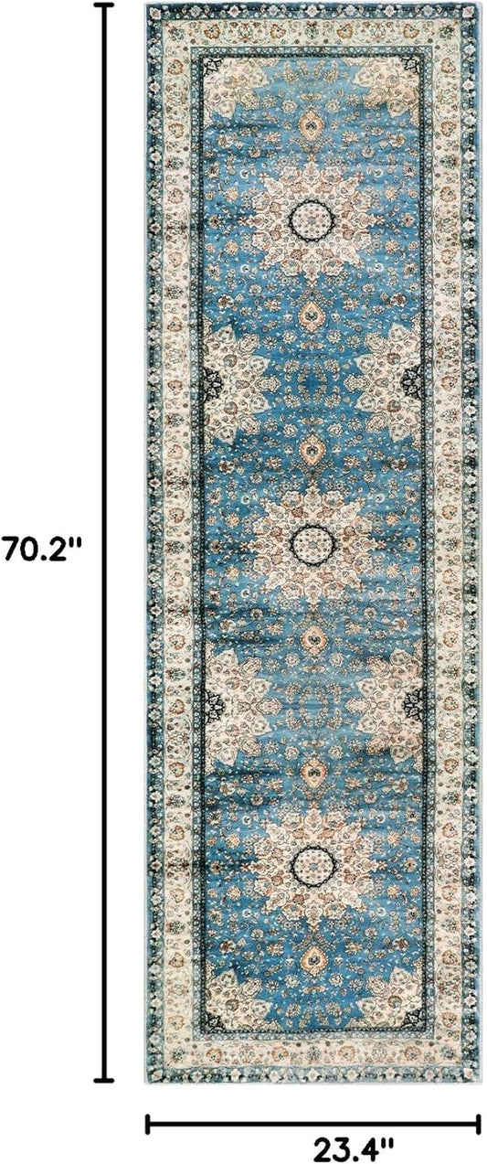Lahome Tapete oriental con medallón floral, turco, de lana sintética,...