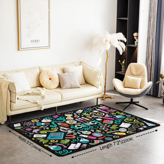 Alfombras de ciencia para sala de estar, dormitorio, alfombra de graffiti para...