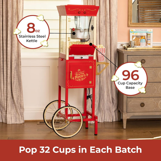 Nostalgia Máquina para hacer palomitas de maíz, carrito profesional con...