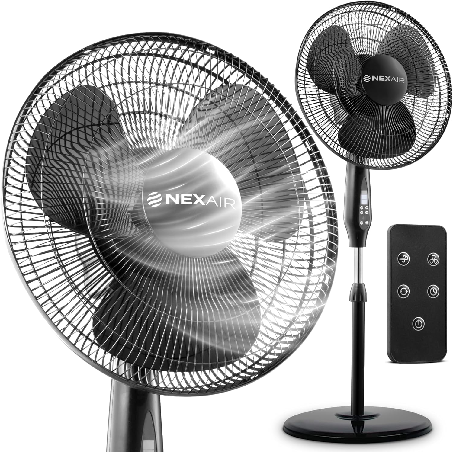Ventilador oscilante de pie de pedestal de 16 pulgadas, ventilador silencioso...