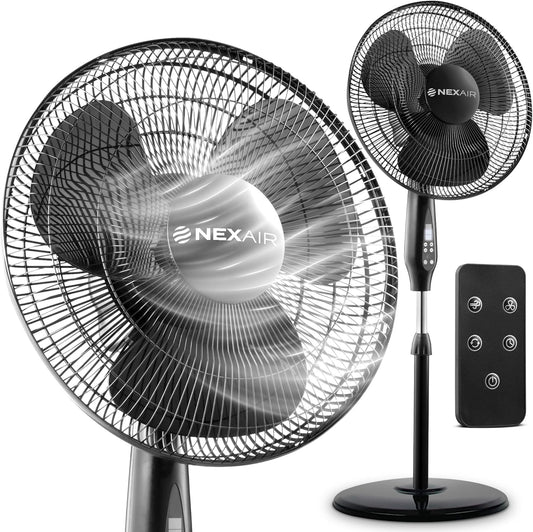 Ventilador oscilante de pie de pedestal de 16 pulgadas, ventilador silencioso...
