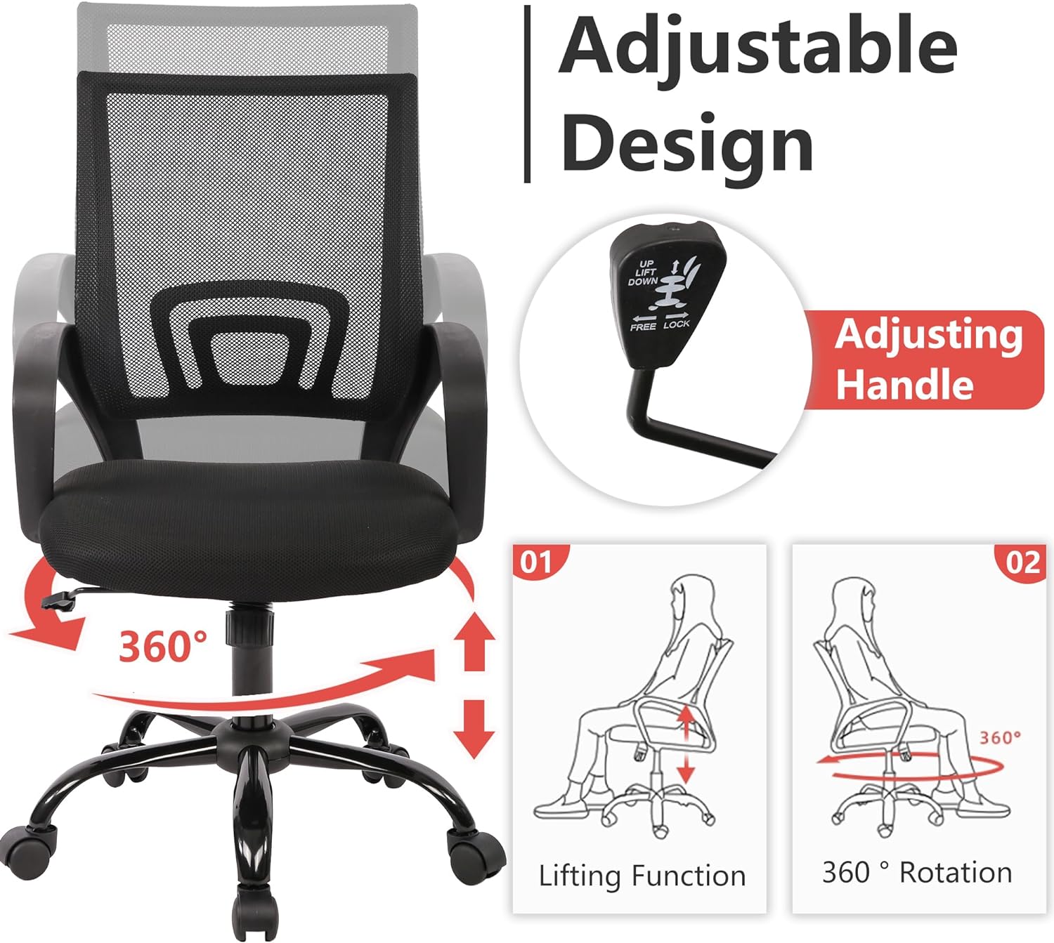 PayLessHere Silla de oficina para computadora, ergonómica, silla de escritorio...