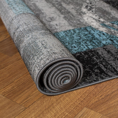 Alfombra de interior suave con diseño abstracto contemporáneo.