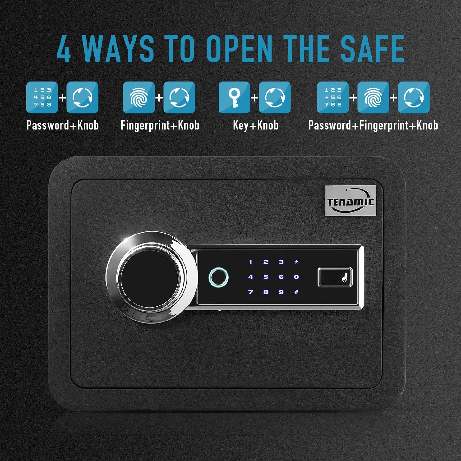Tenamic Caja de seguridad biométrica de huellas dactilares, 0.85 pies cúbicos,...