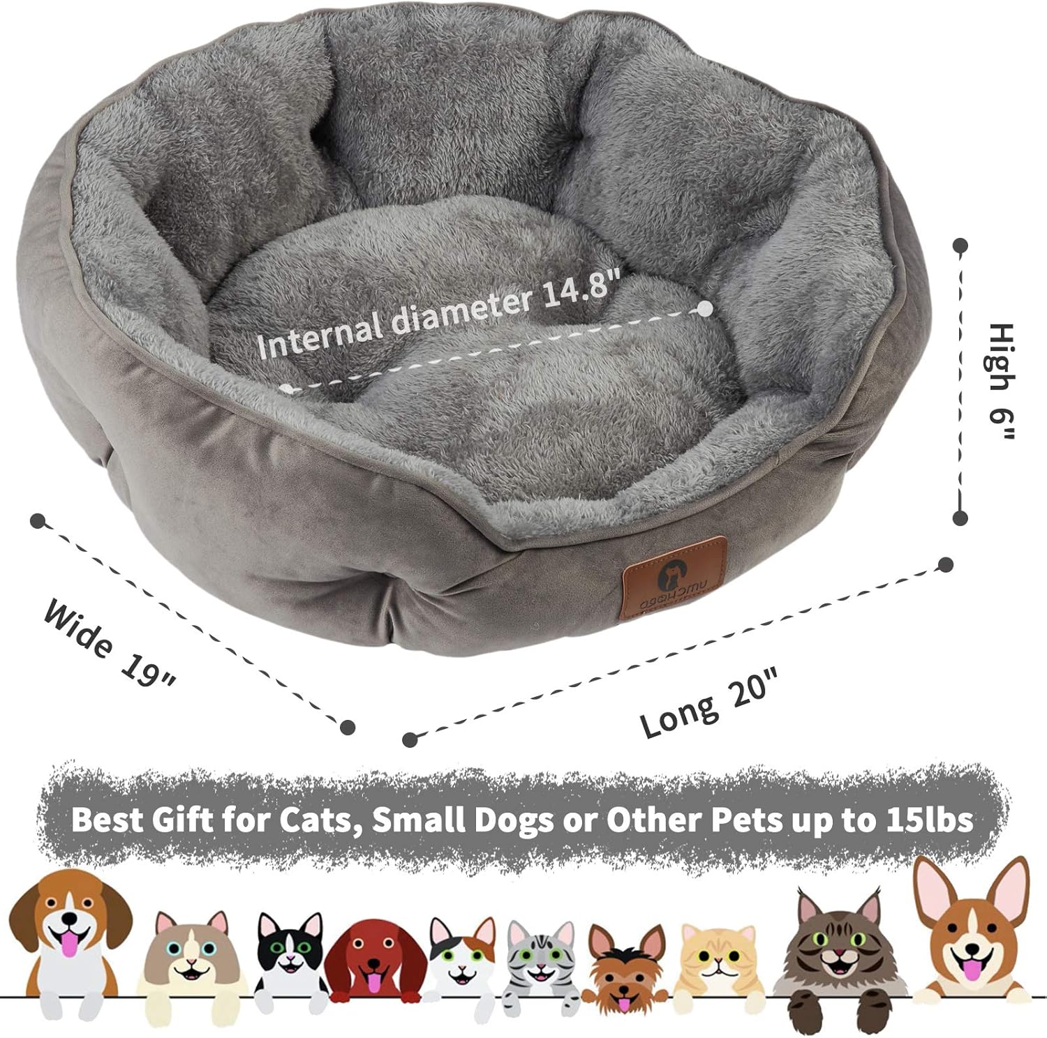 Asvin Cama pequeña para perros pequeños, camas para gatos de interior, cama...