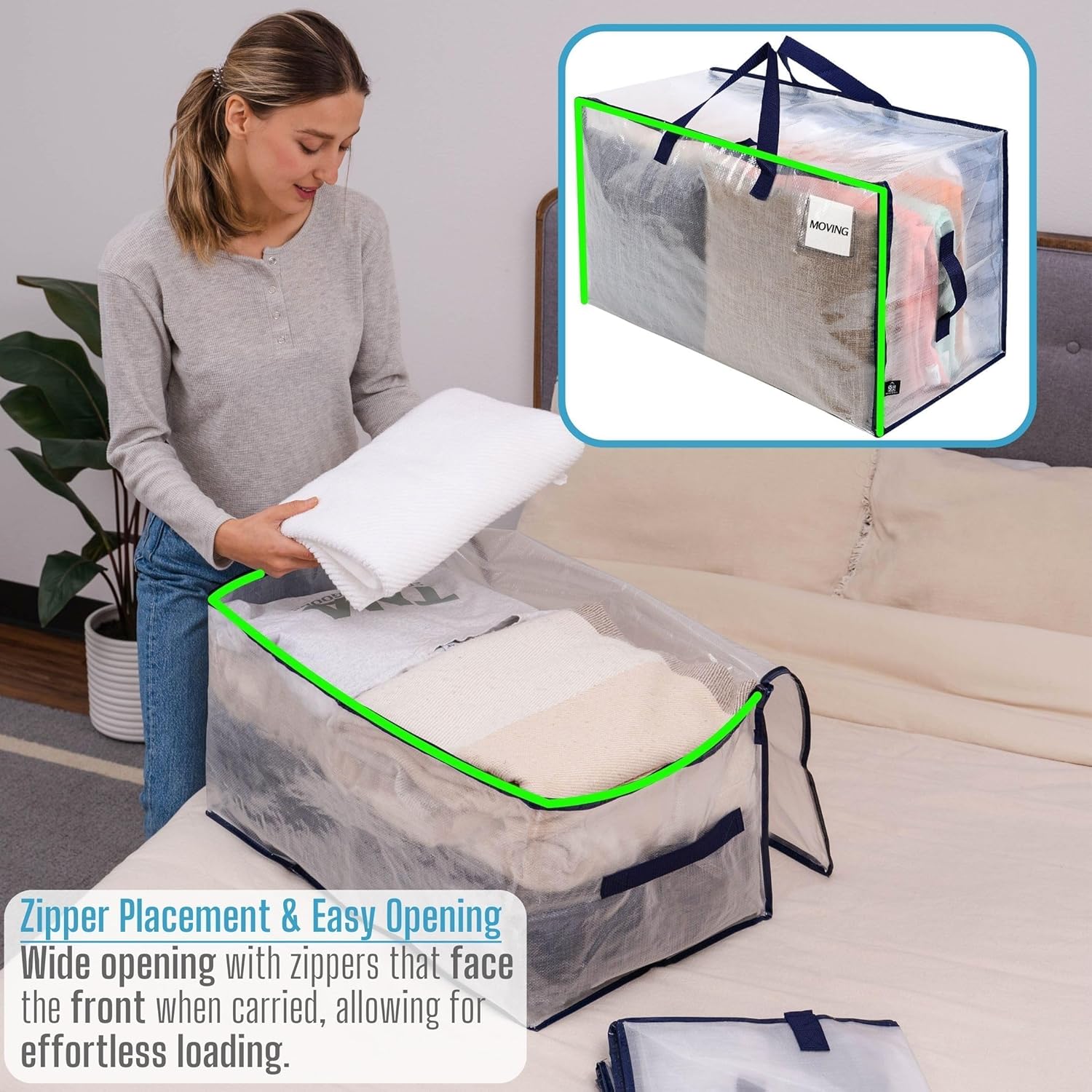 Paquete de 8 bolsas de almacenamiento resistente para mudanzas, dormitorios,