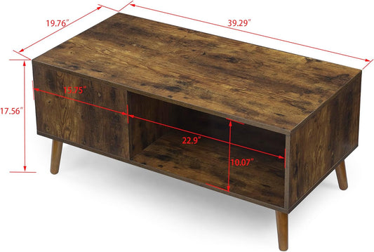 Mesa de centro moderna de madera de mediados de siglo, muebles de acento para