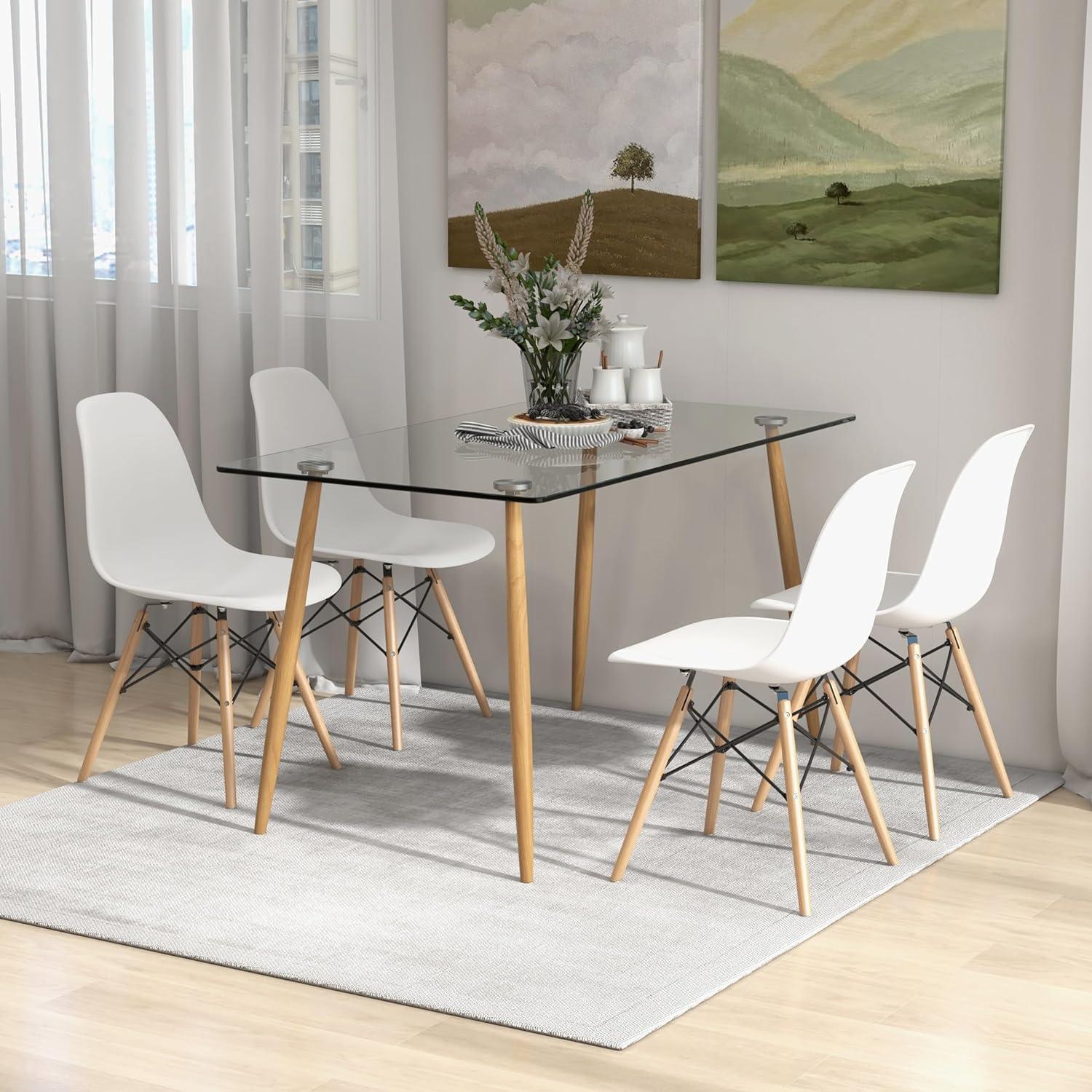 Tangkula Juego de mesa de comedor para 4, mesa y sillas de cocina modernas,