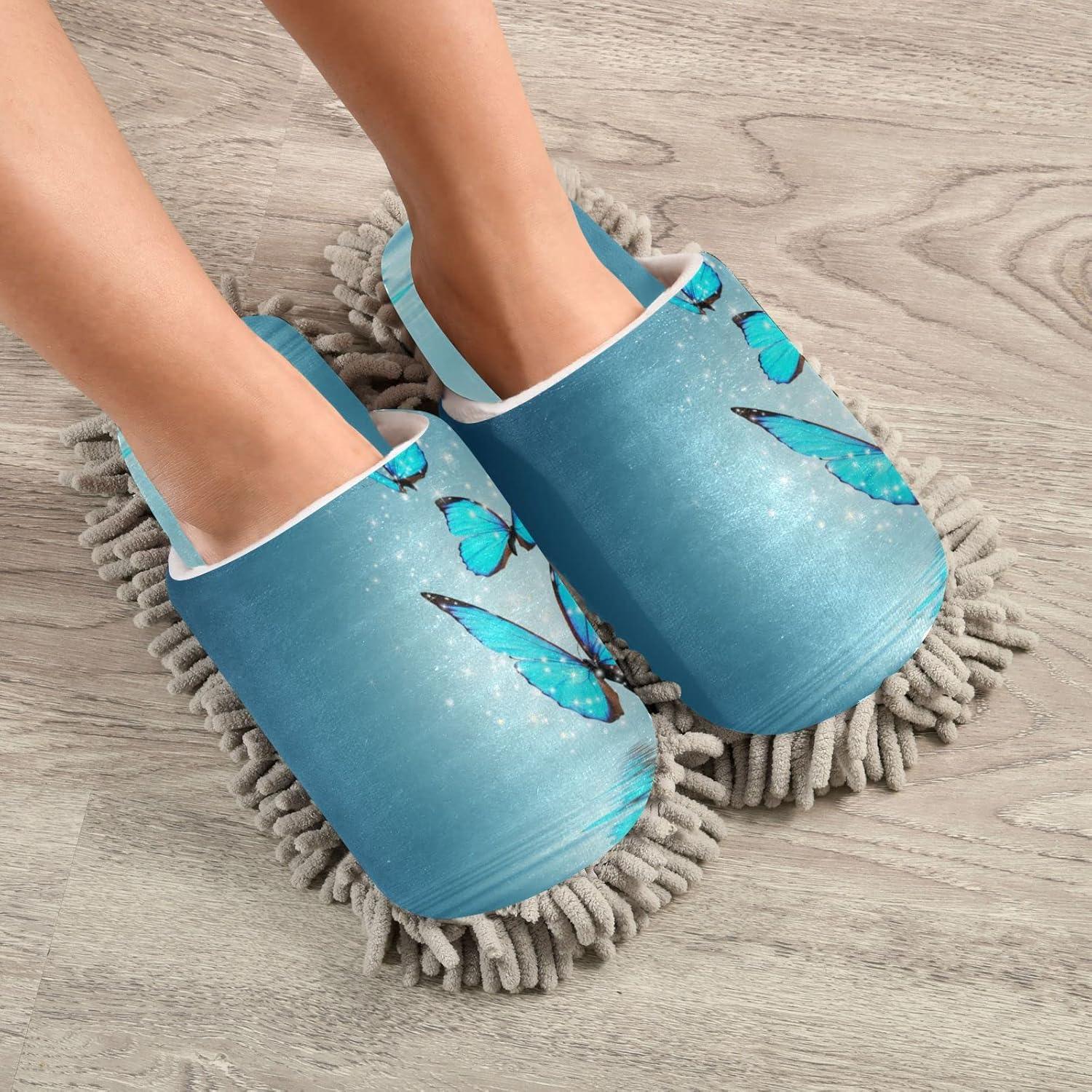 Blue Magic Butterfly Mop Slippers Shoes Cover for Floor Cleaning Washable Dirty