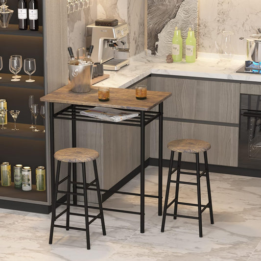 Mesa de bar con 2 taburetes de bar juego de mesa de comedor de pub mostrador de