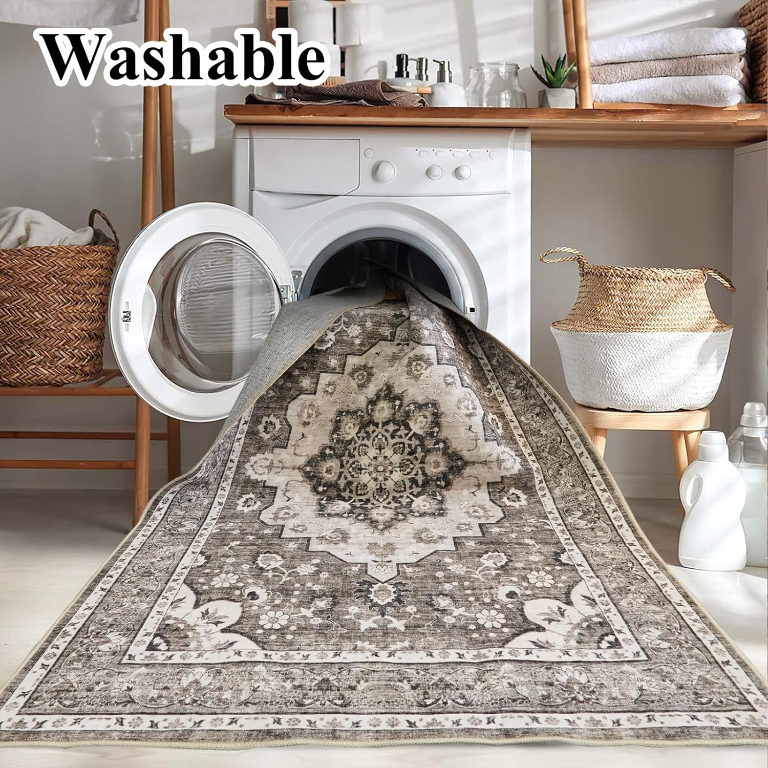 HY HAO YUN LAI Alfombra lavable de 5 x 7 pies, impermeable, resistente a las...