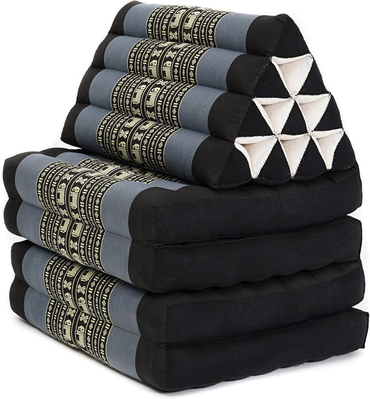Tapete de 4 pliegues con cojín triangular, almohada firme para TV, colchón