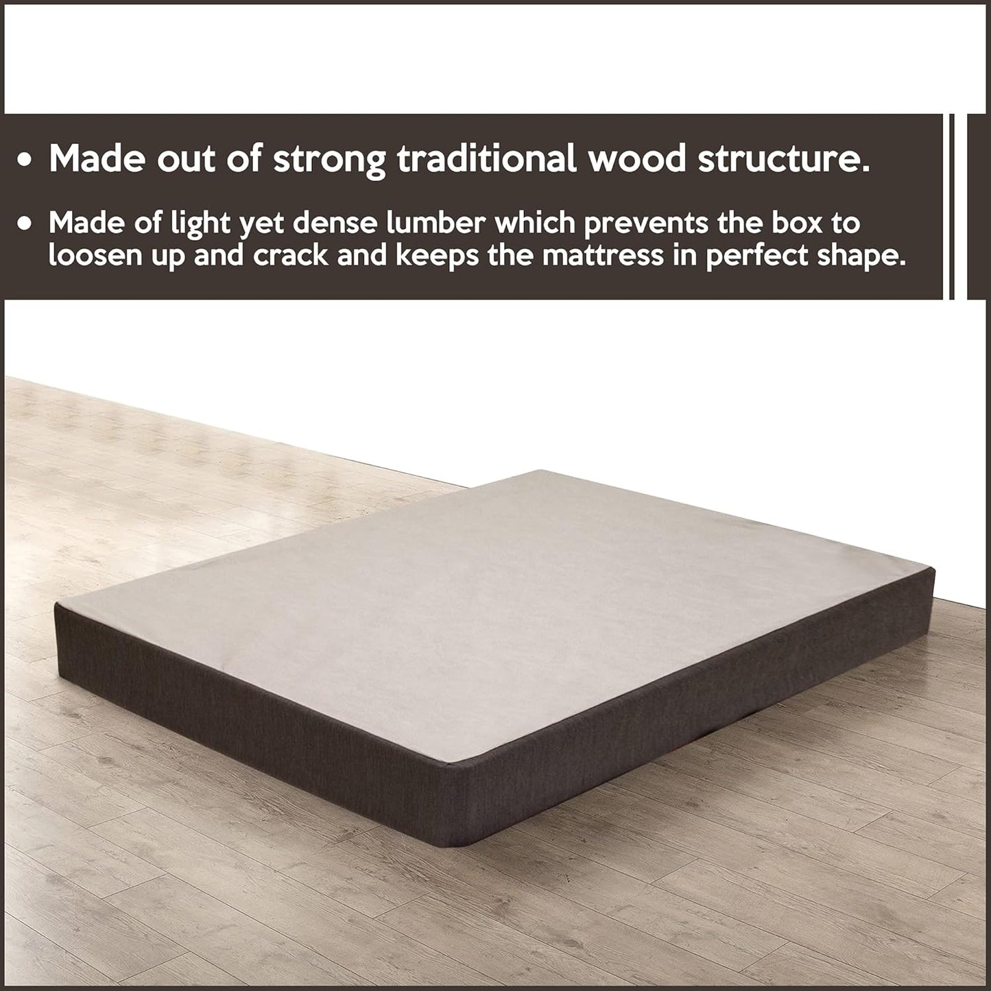 Easy Wood Base de somier con montaje simple, tamaño Queen, color negro