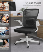 Monhey Silla de oficina ergonómica con soporte lumbar y brazos abatibles,...