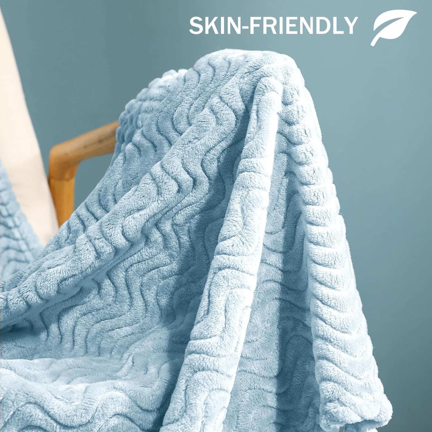 Exclusivo Mezcla Manta de forro polar azul claro para sofá cama, manta súper...