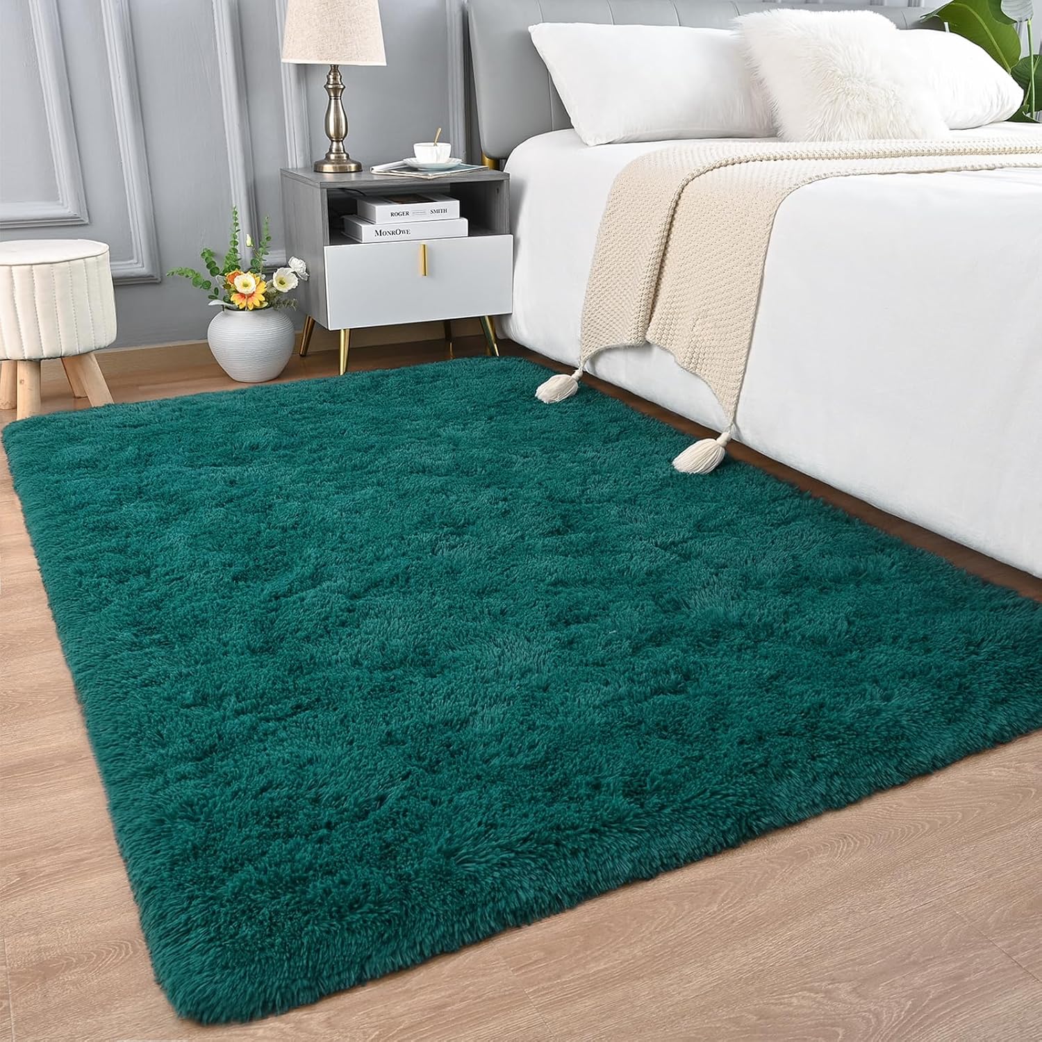 AROGAN Alfombra de área peluda para dormitorio, alfombras lavables de 4 x 6...
