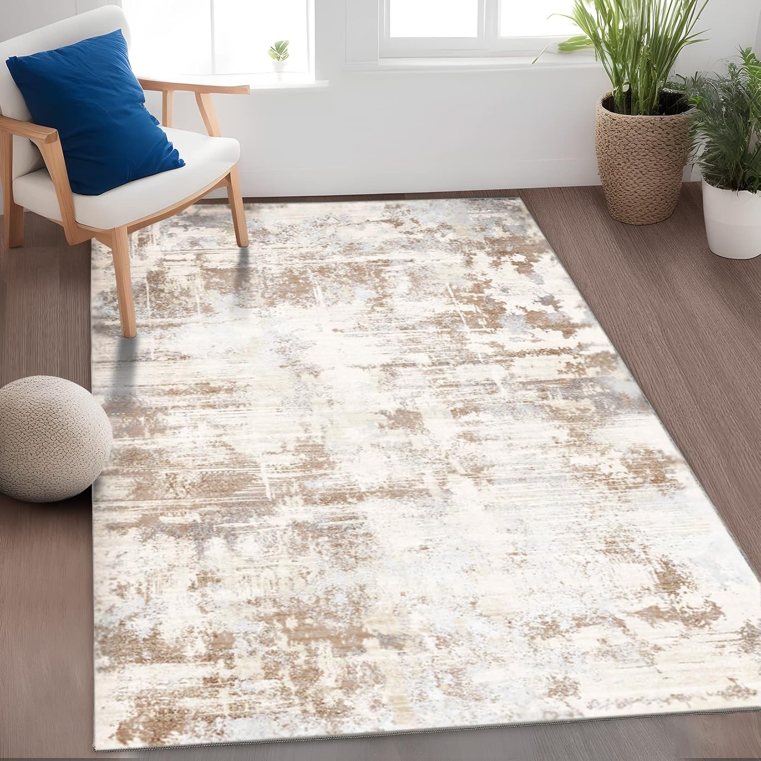 Alfombra de área para sala de estar 5 x 7 de interior, suave, esponjosa,...