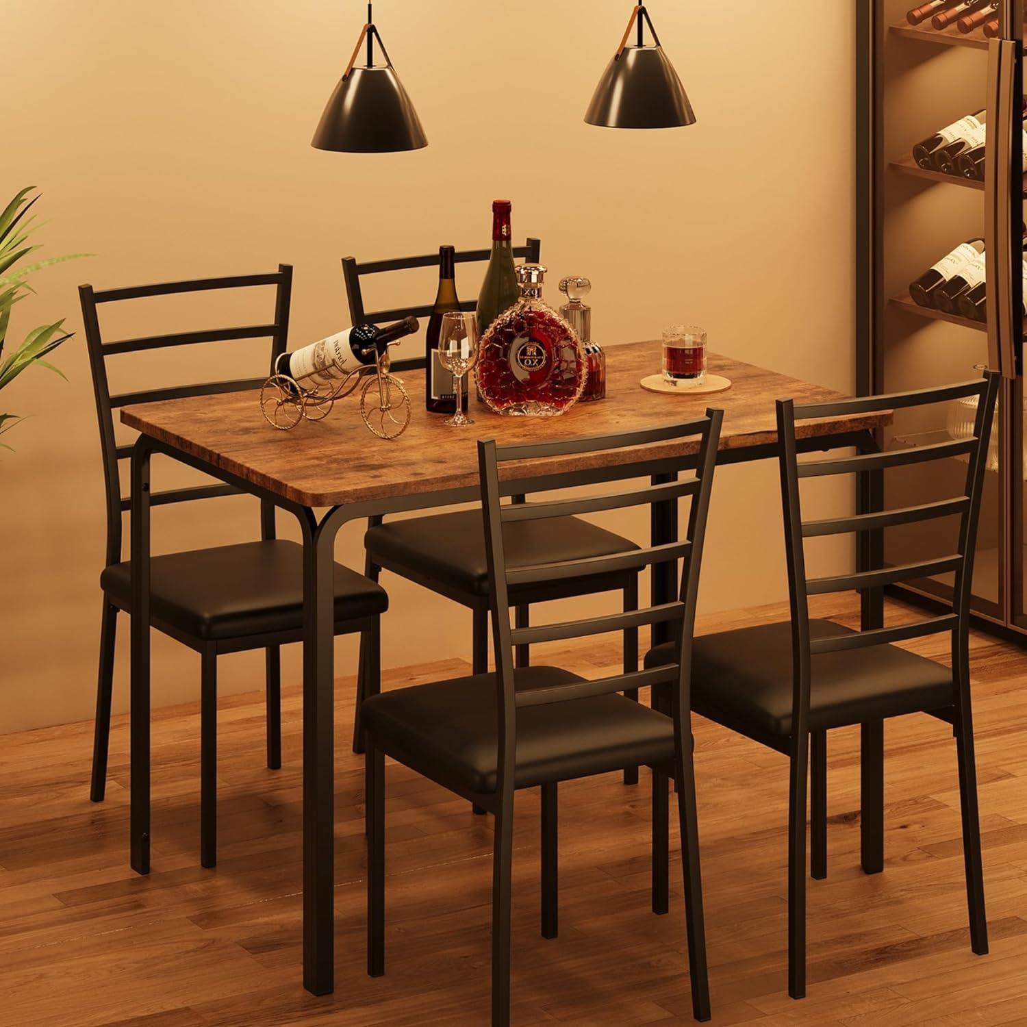 IDEALHOUSE Juego de mesa de comedor para 4, mesa de cocina y sillas para 4,