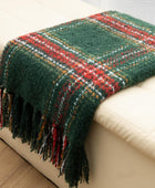 LALIFIT Manta a cuadros con flecos, color verde y rojo, para decoración del...