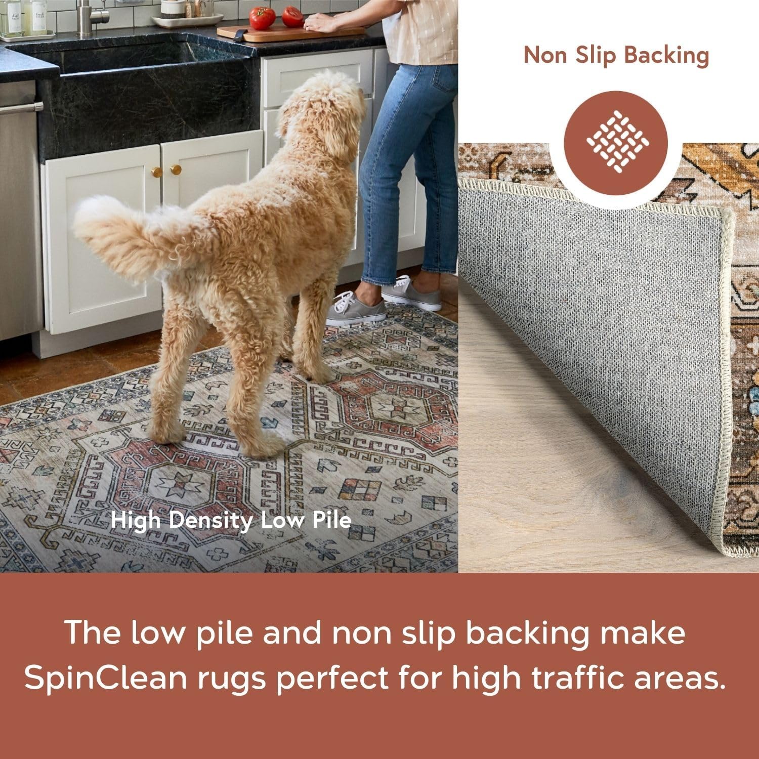 nuLOOM SpinClean - Alfombra de área lavable a máquina, resistente a las manchas...