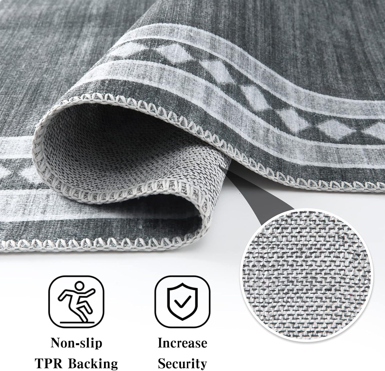 Alfombra de área lisa de 5 x 7 pies, lavable, moderna geométrica, perfecta para...