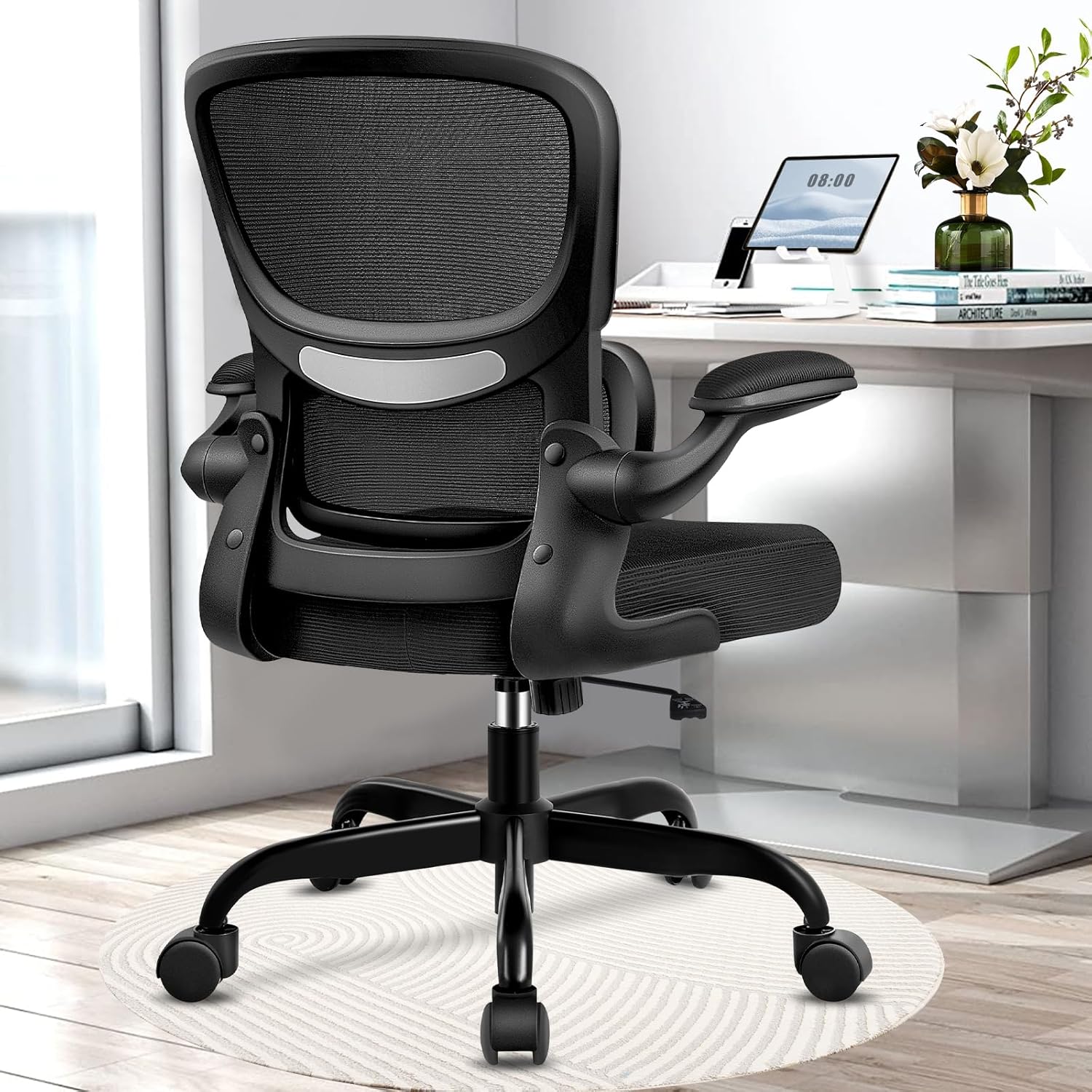 Razzor Silla de oficina, silla de escritorio ergonómica con soporte lumbar y...