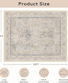 Ashler - Alfombra bohemia de 8 x 10 pies, vintage, de gran tamaño, para sala de...