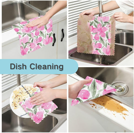 Bright Spring Flowers Microfiber Hand Towels Rags Hawaiian Tea Towels Kitchen
