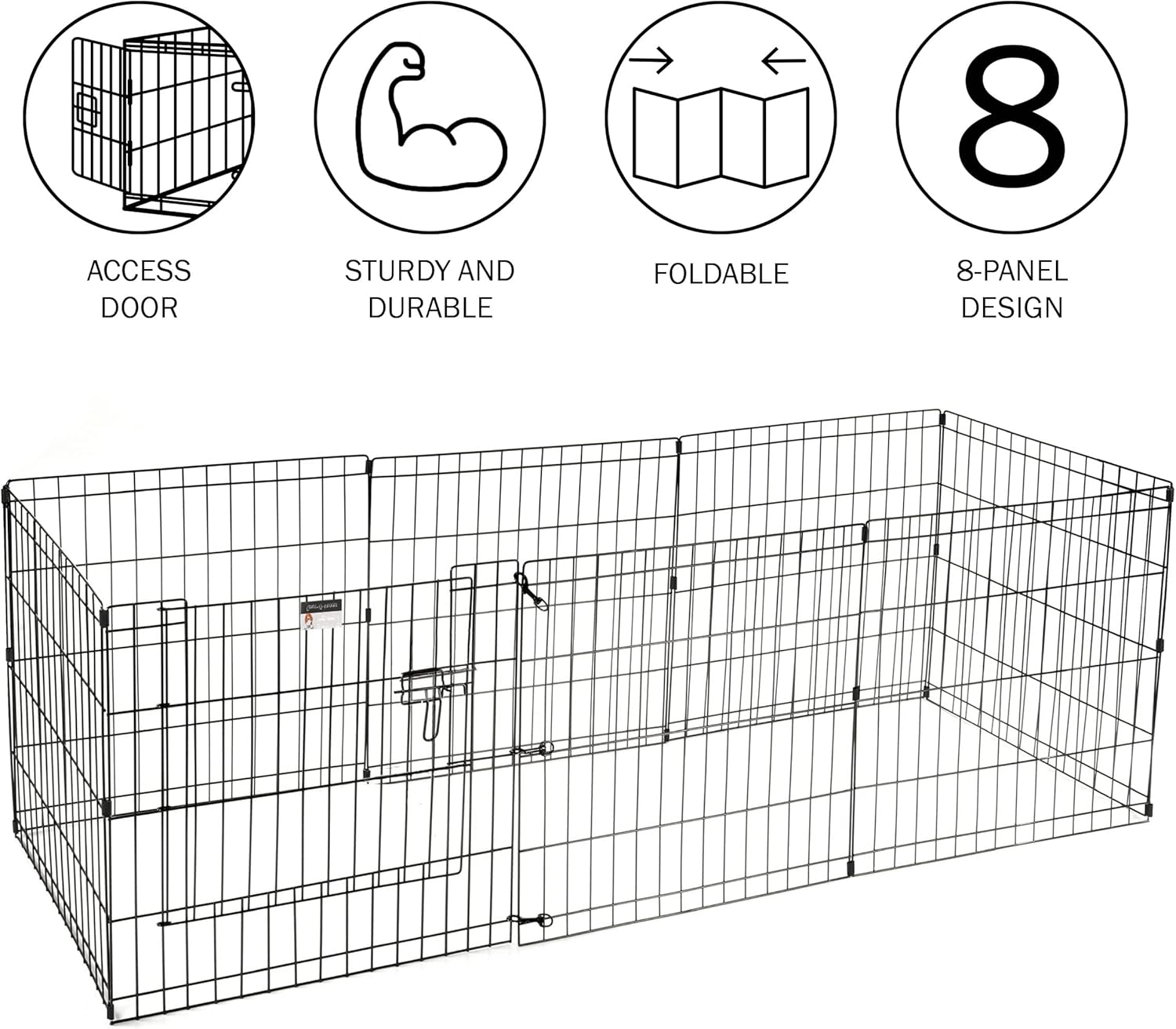 Pet Trex Parque de juegos para perros ocho paneles altos, Negro