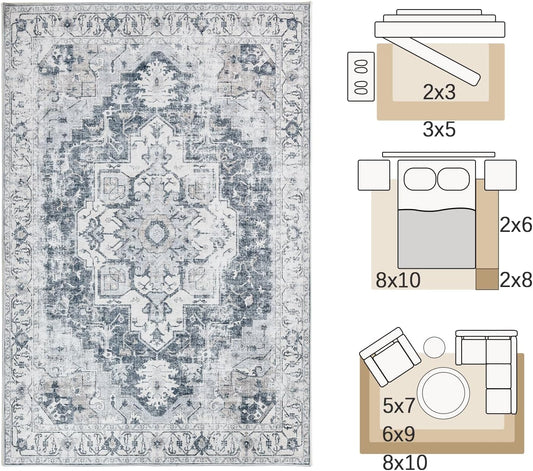 jinchan Alfombra de 2 x 3 pulgadas, lavable, vintage, vintage, con estampado...